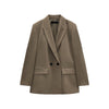 2023 autumn women's high-quality temperament lapel loose slim double-breasted casual suit jacket
