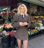 2023 female autumn and winter suit with skirt tweed sexy office split mini skirt 2-piece casual suit