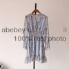 2023 women's French dress female temperament V-neck long-sleeved chiffon floral dresses
