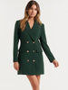2023 slim ol solid color casual double breasted medium length suit coat dress