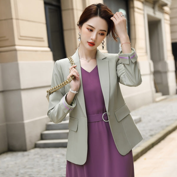 2023 spring blazers for women elegant stylish green short coats one button office lady suit blazer women slim jacket women tops