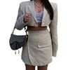 2023 spring casual suit women's long-sleeved cardigan one button top bag hip short skirt suit women's clothing