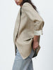 2023 summer style women's all-match casual loose linen casual suit jacket with printed cuffs