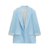 2023 summer style women's all-match casual loose linen casual suit jacket with printed cuffs