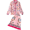 2023 women's spring lace stitching long-sleeved printed shirt + waist bag hip pleated fishtail skirt two-piece trendy suit