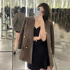 2023FW Autumn Women  50% Wool Double Breasted Blazer Female Chic Coat Outerwear Tclai 8.16
