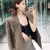 2023FW Autumn Women  50% Wool Double Breasted Blazer Female Chic Coat Outerwear Tclai 8.16