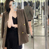 2023FW Autumn Women  50% Wool Double Breasted Blazer Female Chic Coat Outerwear Tclai 8.16