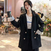 2023Spring Autumn Women's Suit Jacket Loose Medium Long Coat Net Red Small Female Blazer Jackets Double Breasted Outwear