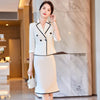 2023SS Black White Elegant Business Skirt Suit Women Formal Blazer Half Sleeve Jacket Office Uniform Two Piece Set