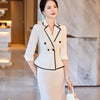 2023SS Black White Elegant Business Skirt Suit Women Formal Blazer Half Sleeve Jacket Office Uniform Two Piece Set