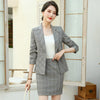 2023SS Gray Apricot Elegant Business Formal Skirt Suit For Women Plaid Blazer Long Sleeve Jacket Office Uniform Two Piece Set