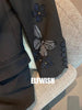 2022SS Woman Black Blazer Back Butterfly Skull Rhinestone Strass Flap Pockets Long Sleeves suits