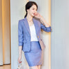 2023SS Pink Green Apricot Elegant Business Skirt Suit Women Formal Plaid Blazer Long Sleeve Jacket Office Uniform Two Piece Set