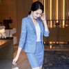 2023SS Pink Green Apricot Elegant Business Skirt Suit Women Formal Plaid Blazer Long Sleeve Jacket Office Uniform Two Piece Set