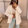 2023Spring Autumn Women Vintage White Pink Tweed Blazers And Jackets Chic Button Office Suit Coat Ladies Elegant Outwear