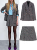 2023autumn and winter retro texture double-breasted suit casual jacket + temperament high waist design sense mini skirt