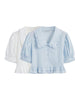2023 Sweet Solid Kawaii Shirt  Preppy Style Ruffles Blouse Women Peter Pan Collar Korean Summer Short Sleeve Cropped Top