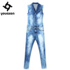 2043 Women`s Plus Size Brand New Fashion Blue Stretch Denim Skinny Slim Fit Pants Jumpsuit Jeans For Women Jean Overalls