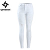 2067 Women`s Distressed Curvy White Mid High Waist Stretch Denim Pants Ripped Skinny Jeans For Woman Jean