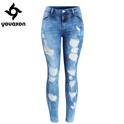 2080 Women`s Plus Size Brand New Fashion Mid Waist Ripped Stretch Skinny Pants Jeans For Women True Denim Jean