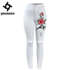 2112 High Waist Ripped Knees Floral Jeans With Embroidery Woman Stretchy Denim Pants Trousers For Women Skinny Jeans