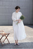 2121 autumn sweet fairy loose long sleeve lace stitched white Long Dress Gown 0902-5