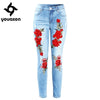 2126 New Plus Size Stretchy Ripped Jeans With Scuffs 3D Embroidery Flowers Woman Denim Pants Trousers For Women Jeans