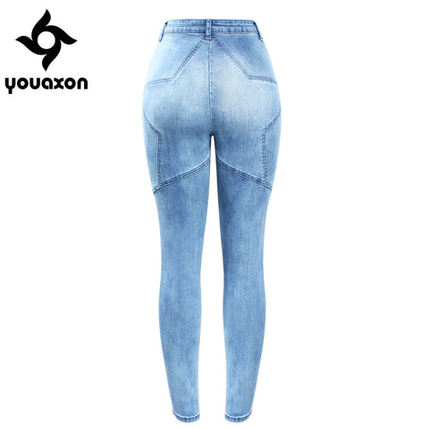 2130 New Plus Size High Waist Patchwork Jeans Woman Stretchy Denim Pencil Skinny Pants Trousers For Women Jeans