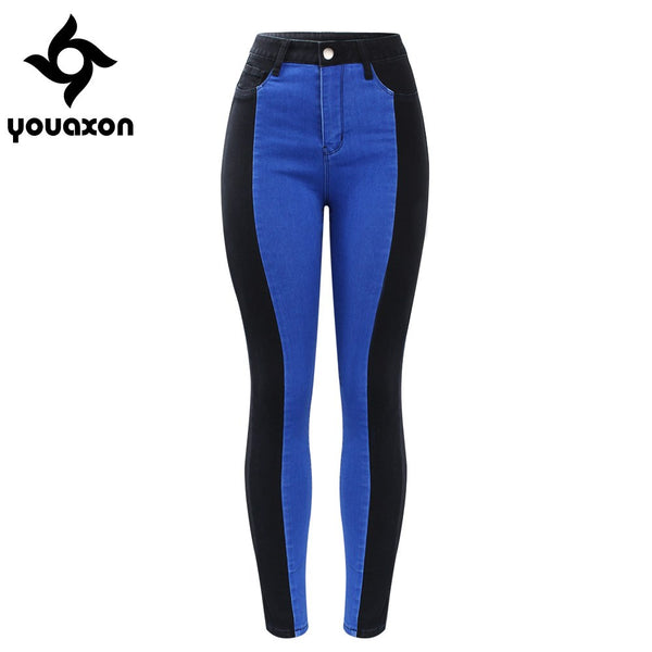 2131 New Plus Size High Waist Patched Jeans Woman Black & Blue Stretchy Denim Skinny Pants Trousers For Women Jeans