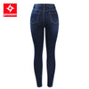 2141 Youaxon Arrived High Waist Jeans For Women Stretchy Dark Blue Button Fly Denim Skinny Pants Trousers