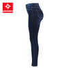 2141 Youaxon Arrived High Waist Jeans For Women Stretchy Dark Blue Button Fly Denim Skinny Pants Trousers