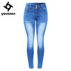 2143 New Arrived Plus Size Faded Jeans For Women Stretchy Five Pockets Denim Skinny Pants Trousers