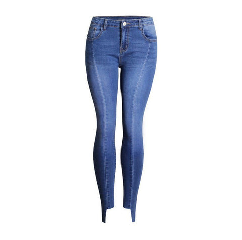 2154 Women`s Fashion Sexy Ankle Jeans Patchwork Stretch Slim Fit Ripped Denim Pants Skinny Jeans Woman High Waist Jeans Femme