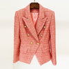 22 Autumn And Winter European And American Style Commuter Lion Head Button Double Breasted Slim Fit Tweed Women's Suit Coat