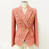 22 Autumn And Winter European And American Style Commuter Lion Head Button Double Breasted Slim Fit Tweed Women's Suit Coat