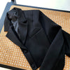 22 Sexy 2 Pieces Blazer Skirt Suit Women Metal Chain Single Breasted Jackets Button Up Skirts Designer Elegent Black Set