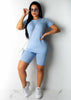 2PCS Summer Women Sports Suit Short sleeve Top And Biker Shorts Sets Workout Tracksuit Casual Solid 2 Piece Set 2023