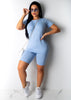2PCS Summer Women Sports Suit Short sleeve Top And Biker Shorts Sets Workout Tracksuit Casual Solid 2 Piece Set 2023