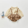 2Pcs Baby Long Sleeve Body Pelele Bodysuits Spring Autumn Floral Print Girl Clothes Romper Overalls Dress With Stand-Up Collar