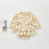 2Pcs Baby Long Sleeve Body Pelele Bodysuits Spring Autumn Floral Print Girl Clothes Romper Overalls Dress With Stand-Up Collar