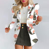 2Pcs/Set Blazer Skirt Floral Print Double Breasted Turndown Collar Long Sleeve Slim Women Suit Set for Spring Summer