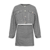 2Pieces Women Houndstooth Skirt Suits Fall Winter Elegant Long Sleeve Single Breasted Jackets High Waist Mini Skirts