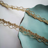 2Yards/2.1cm Narrow Light Gold Silver Lace Trim Applique Trimming  Embroidery Light Gold Lace Ribbon for Wedding Dresses