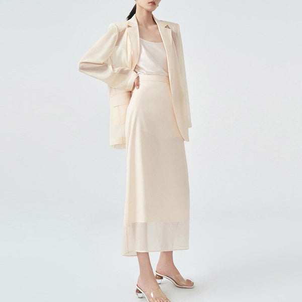 2pcs/Set Office Lady Outfits Long Sleeve Sun Protection Thin Blazer Coat Set Women Profession Pencil Skirts Suit Summer Clothes