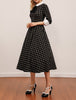 3/4 Long Sleeve Vintage Plaid Dress VD1663 Vintage Tunic Rockabilly Black Gingham Spring Rockabilly Swing Midi Dresses For Party