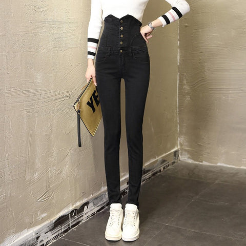 3 Color Jeans Women High Waist Elastic Skinny Denim Long Pencil Pants Woman Jeans Camisa Feminina Lady Fat Trousers