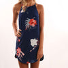 3 Colors Summer New Women Dress Floral Leaf Printed Sleeveless Casual Female Mini Dress O-Neck Beach Fashion Ladies Dress