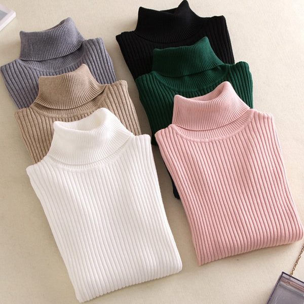 3 DAYS SALE !!!!! winter Women Knitted Turtleneck Sweater Casual Soft polo-neck Jumper Fashion Slim Femme Elasticity Pullovers