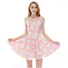 3 Patterns Women Blue Heart Print Summer Dress Blue Pink 3D Print Pleated Dresses Above Knee S To 4xL